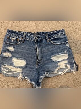 Abercrombie & Fitch Women's Distressed Medium Blue Denim Jeans